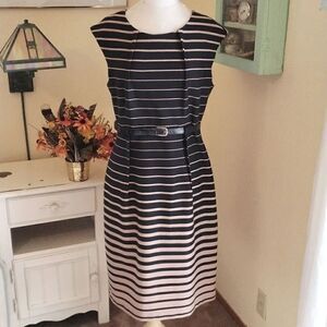Connected Apparel Taupe and Black Dress